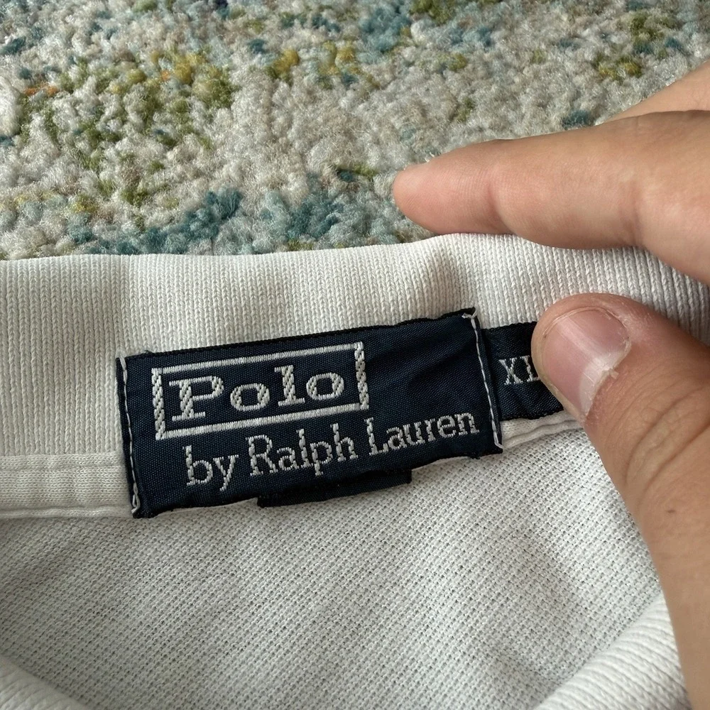 Polo by Ralph Lauren Striped Polo Shirt XL - White & Blue Short Sleeve